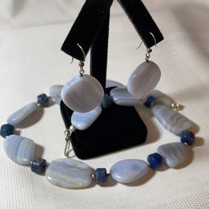 Jay King Lapis & Blue Lace Agate Necklace/Earrings